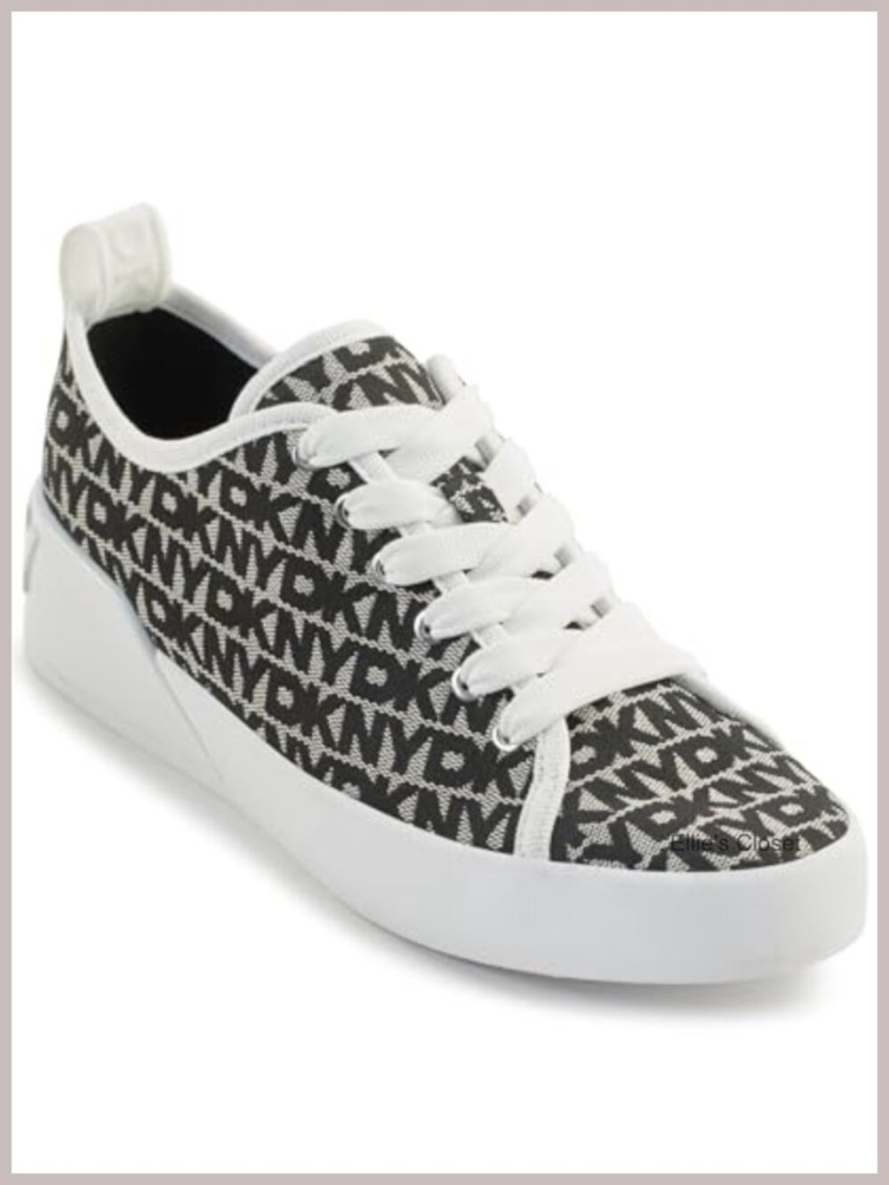 DKNY Women's Faux Leather Lace Up Platform Sneakers